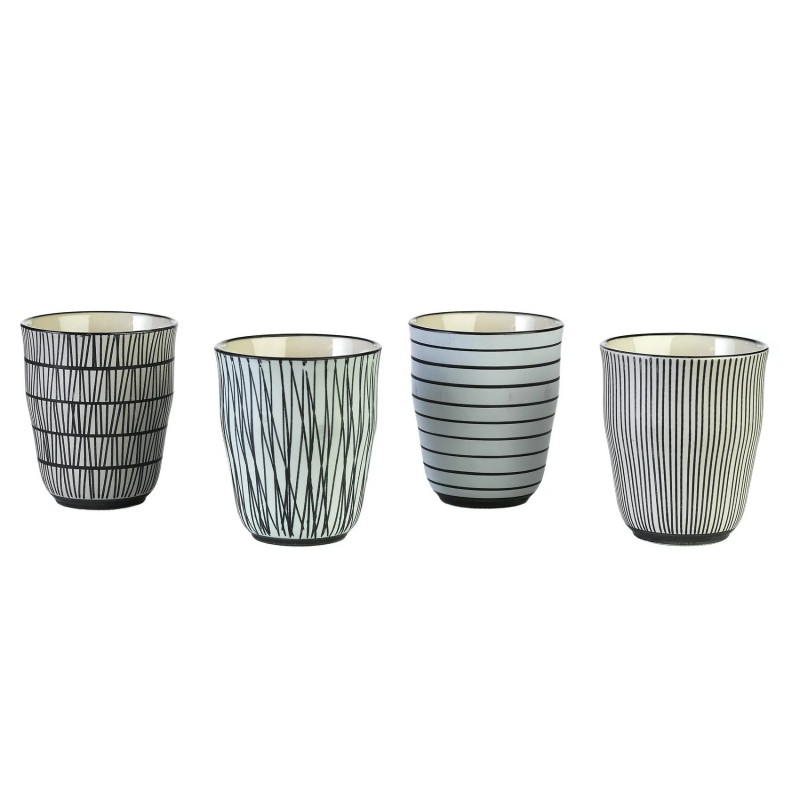 CERAMIC CUPS BLACK WHITE MIX SET OF 4